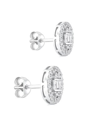 Dina - Gümüş Baget Tektaş Küpe 