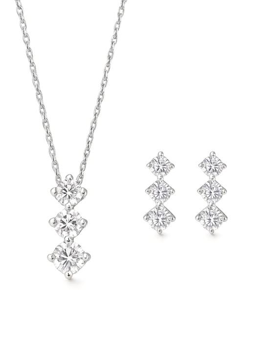 Tria - Gümüş Tektaş Takı Seti 