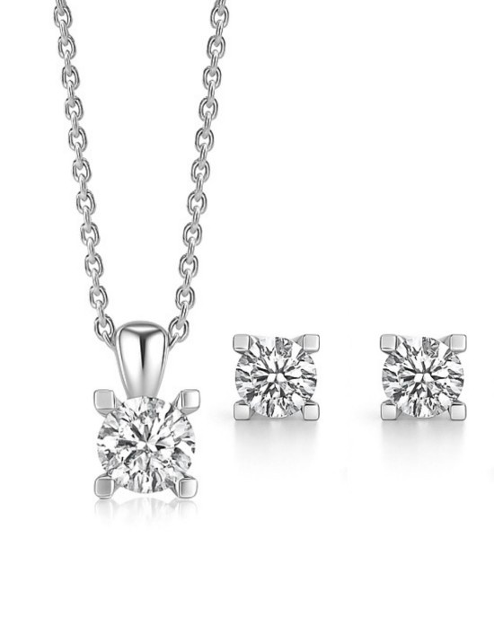 Bella - Gümüş Tektaş Takı Seti 